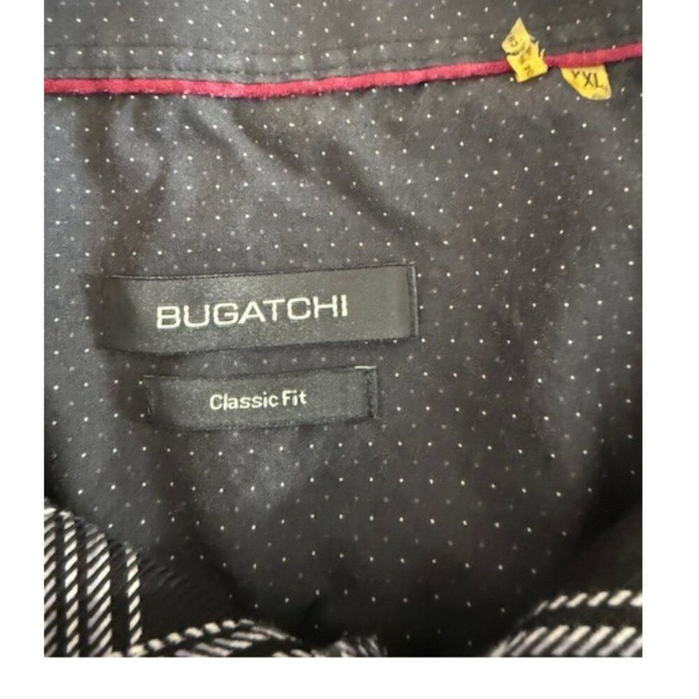 Bugatchi Men’s Check Plaid Button-Down Shirt Black Gray XXL - Picture 4 of 6